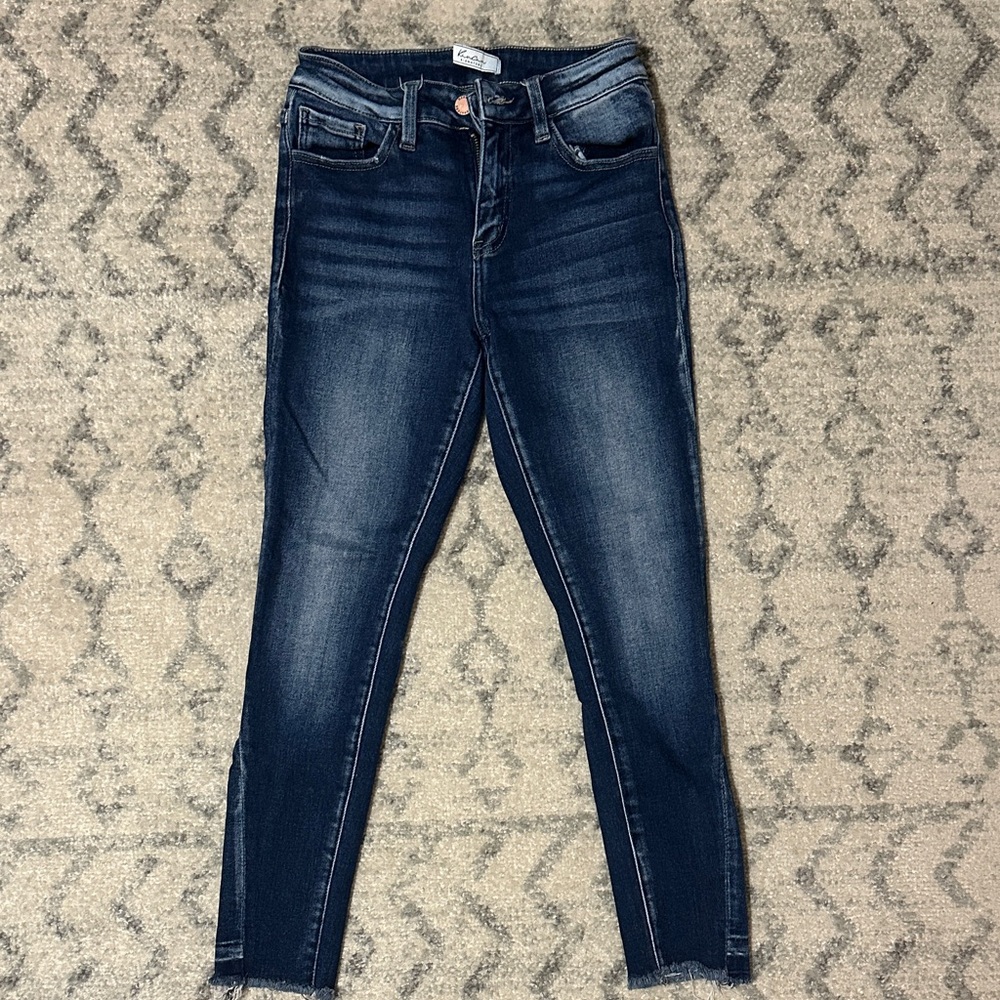 Kancan Signature Mid-Rise Ankle Skinny Jeans Size 26 Raw Hem